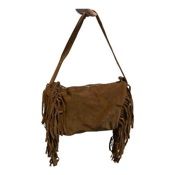 Doncaster Made in Italy Brown Suede Shoulder bag with fringes - Picture 2 of 4